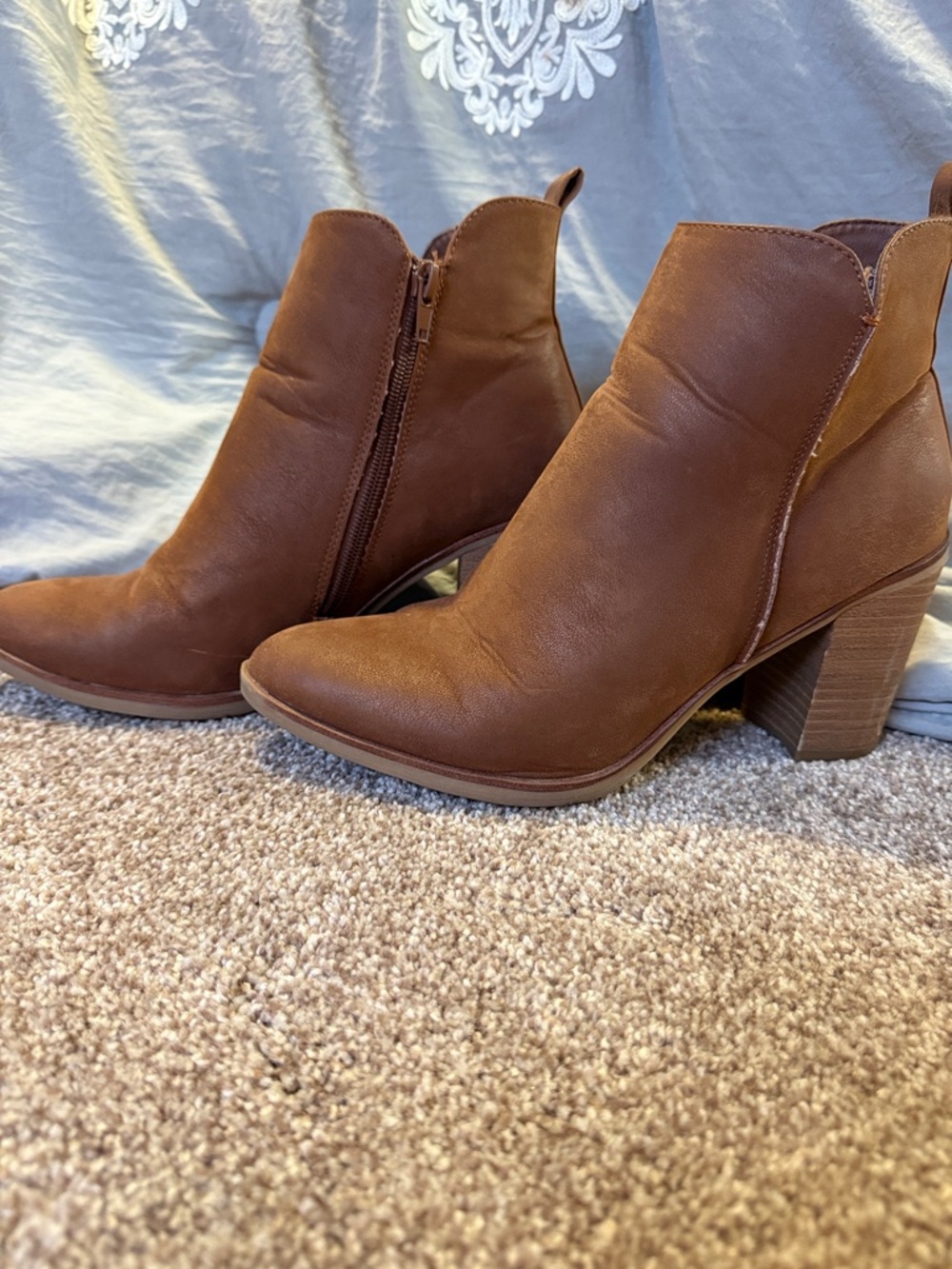 MIA Women’s Brown faux Leather Block Heel Ankle Boots